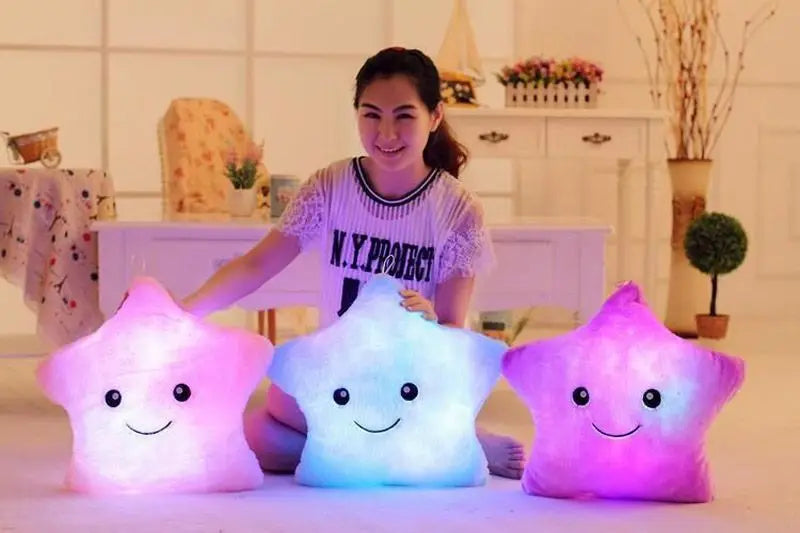 15 inches Five Star Stuffed Plush Toy with Colorful LED Flash Light
