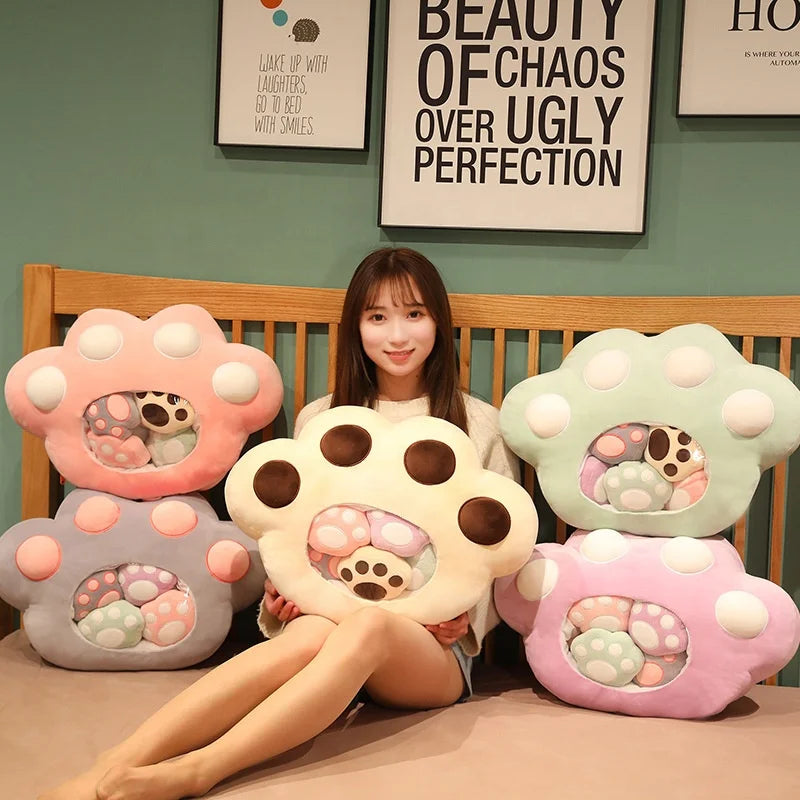Cute Lovely Big Small Cat Paw Pocket Pillow