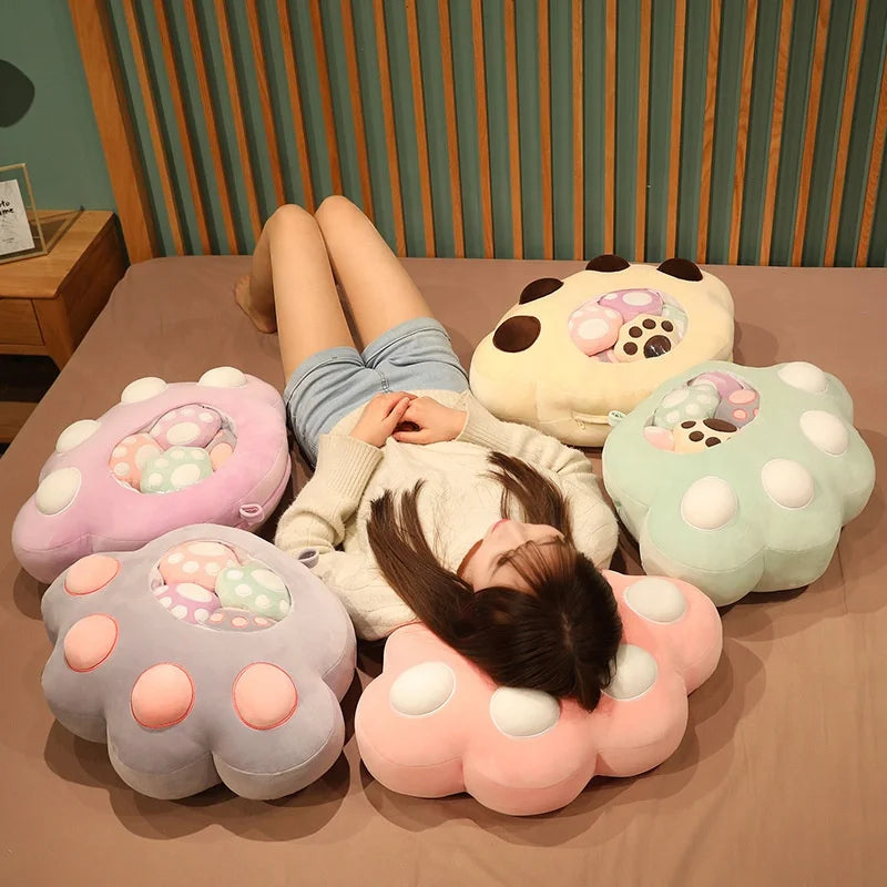 Cute Lovely Big Small Cat Paw Pocket Pillow