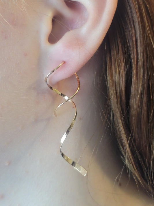 Gold Threader Earrings, 14K Gold Plated Spiral Earrings